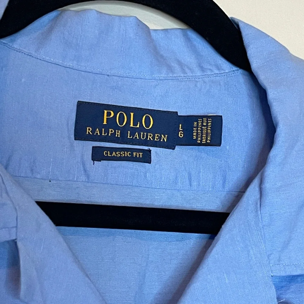 Polo Ralph Lauren Mens Classic Fit Button Up Shirt Blue Short‎ Sleeve Casual